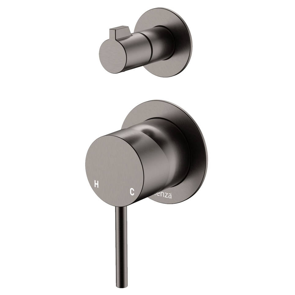 Kaya Wall Diverter Mixer, Small Rnd Plates, Gun Metal