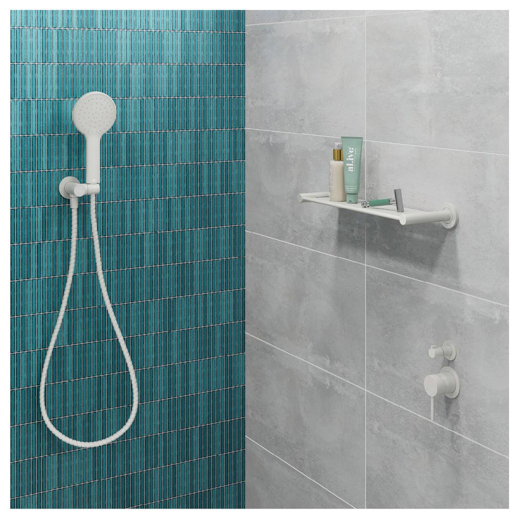 Kaya Wall Diverter Mixer, Small Rnd Plates, Matte White