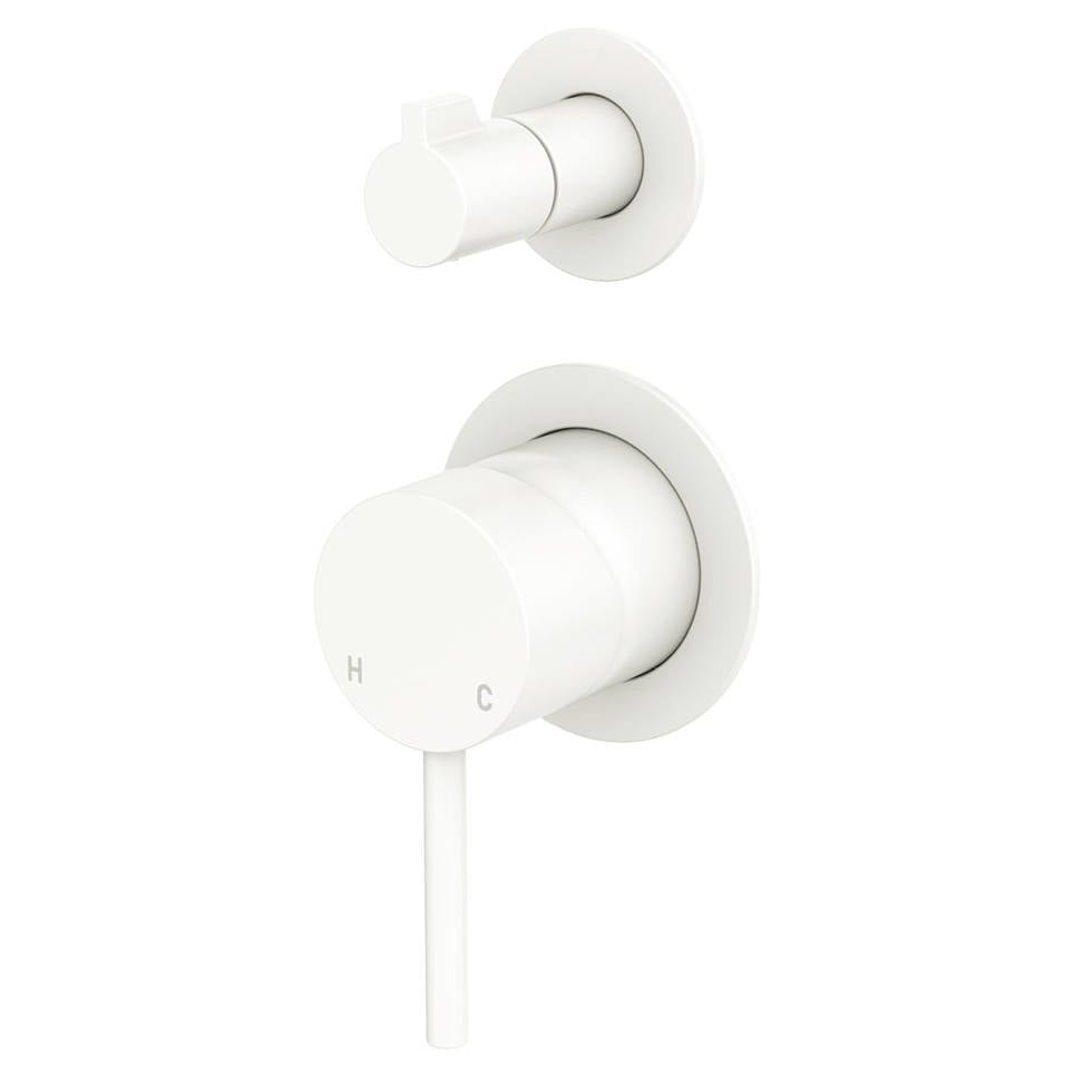 Kaya Wall Diverter Mixer, Small Rnd Plates, Matte White