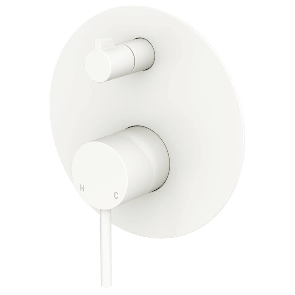 Kaya Wall Diverter Mixer, Large Rnd Plate, Matte White