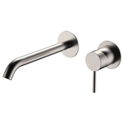 Kaya Wall Mixer Set, Rnd Plates, 200mm Outlet, Brushed Nickel