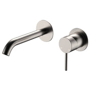 Kaya Wall Mixer Set, Rnd Plates, 160mm Outlet, Brushed Nickel