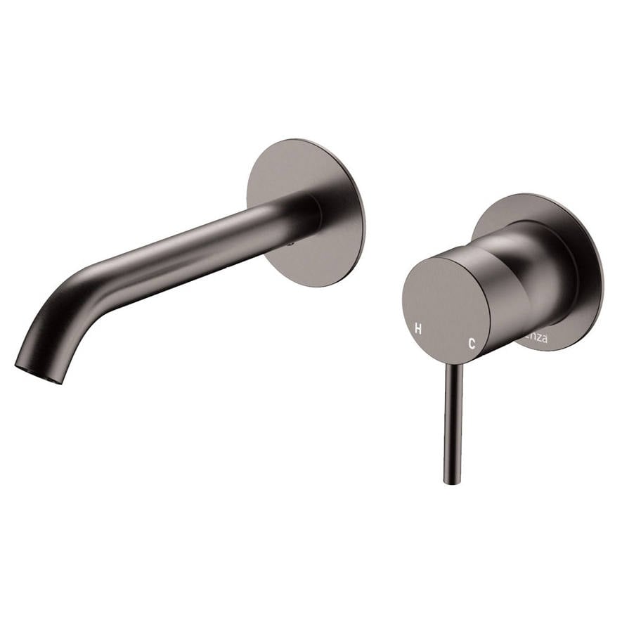 Kaya Wall Mixer Set, Rnd Plates, 160mm Outlet, Gun Metal