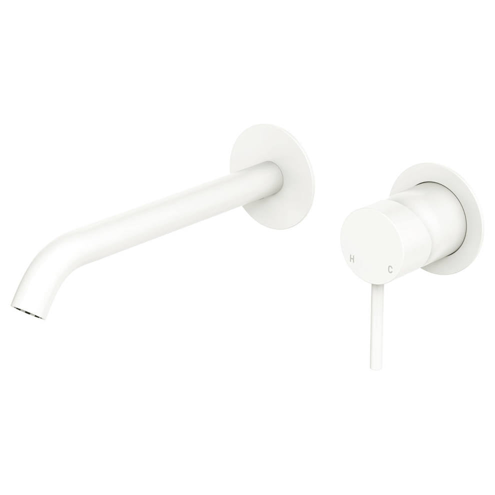 Kaya Wall Mixer Set, Rnd Plates, 200mm Outlet, Matte White