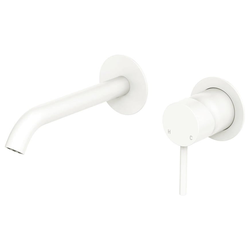 Kaya Wall Mixer Set, Rnd Plates, 160mm Outlet, Matte White