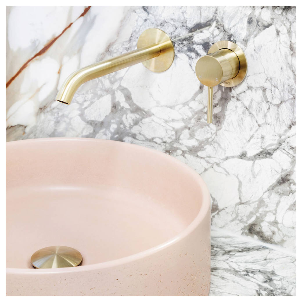 Kaya Wall Mixer Set, Rnd Plates, 200mm Outlet, Urban Brass