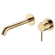 Kaya Wall Mixer Set, Rnd Plates, 200mm Outlet, Urban Brass