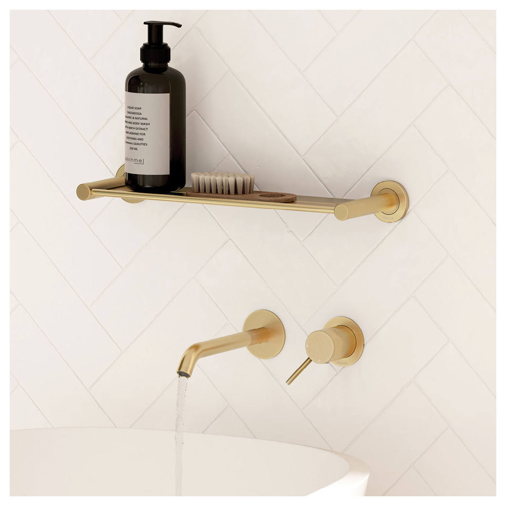 Kaya Wall Mixer Set, Rnd Plates, 160mm Outlet, Urban Brass