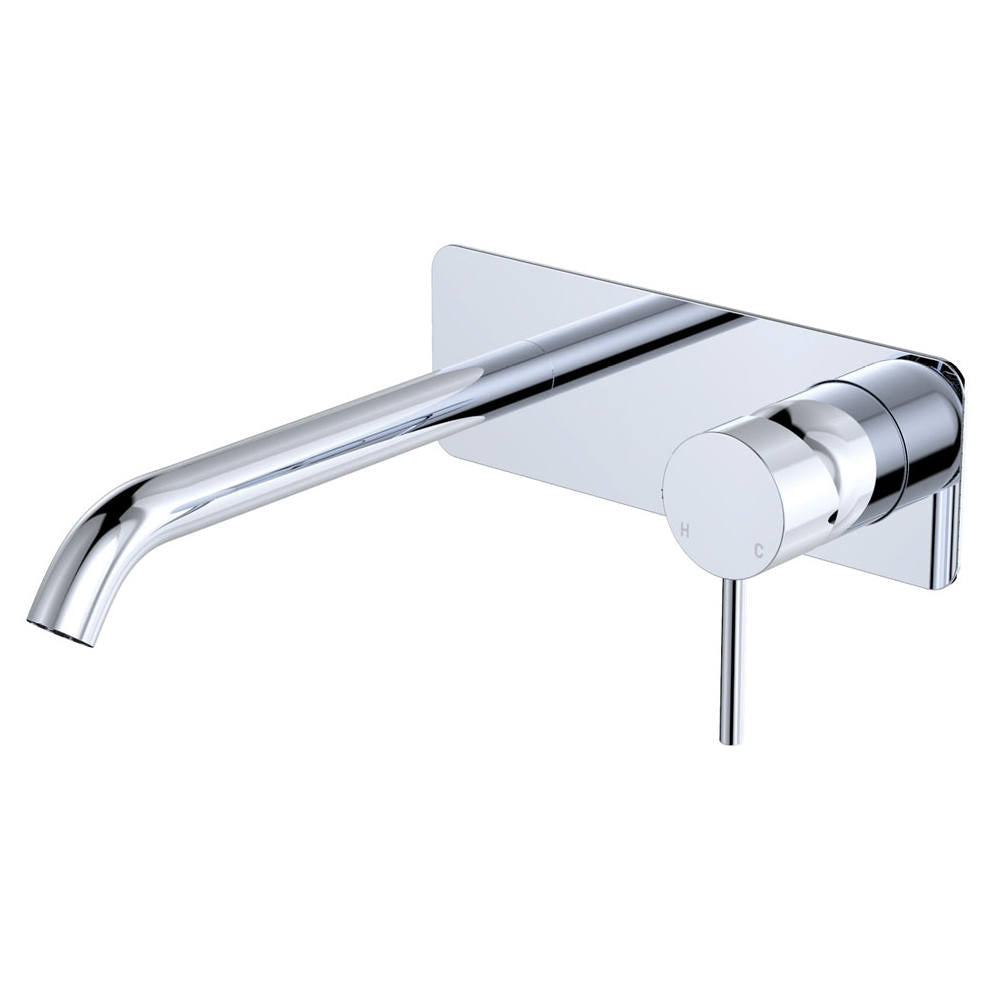 Kaya Wall Mixer Set, Rect Plate, 200mm Outlet, Chrome