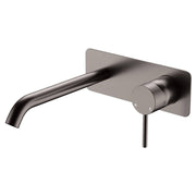 Kaya Wall Mixer Set, Rect Plate, 200mm Outlet, Gun Metal