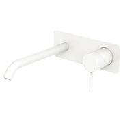 Kaya Wall Mixer Set, Rect Plate, 200mm Outlet, Matte White