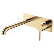 Kaya Wall Mixer Set, Rect Plate, 200mm Outlet, Urban Brass