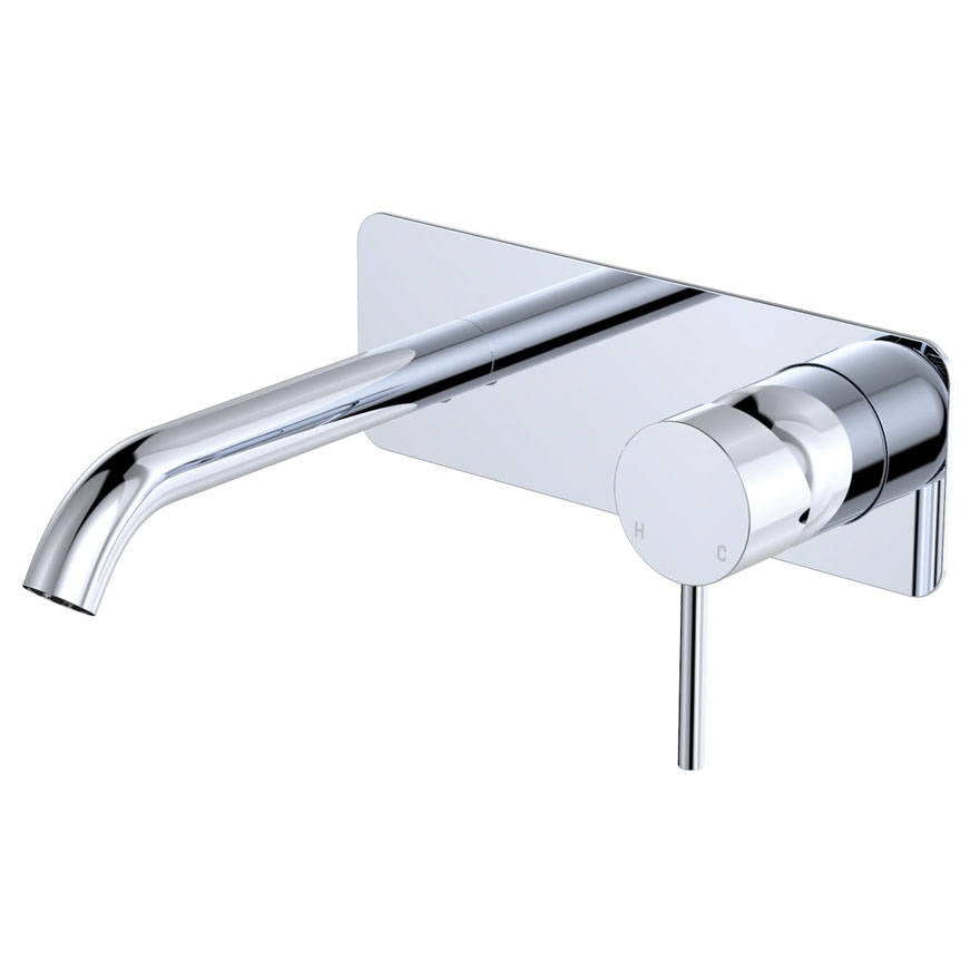 Kaya Wall Mixer Set, Rect Plate, 160mm Outlet, Chrome