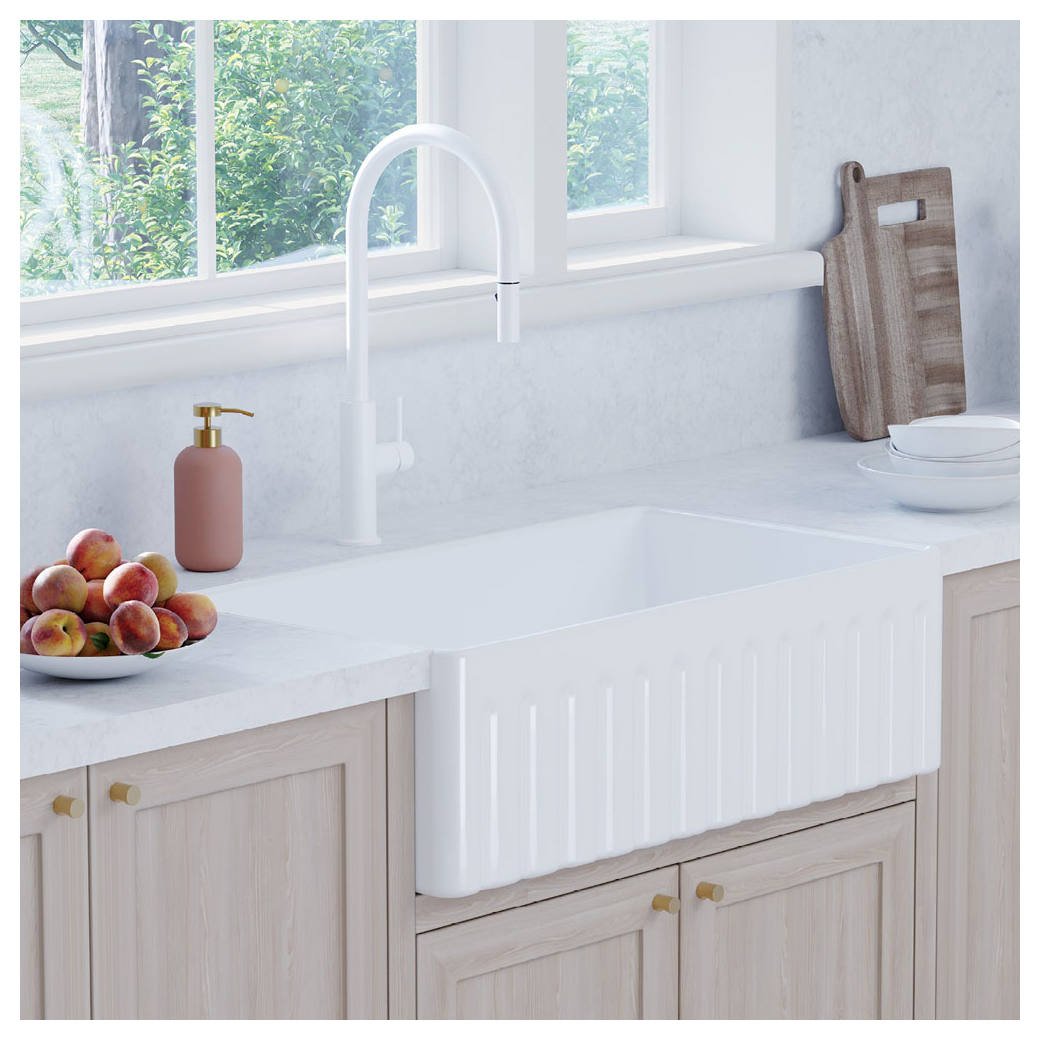 Kaya Pull-Out Sink Mixer, Matte White