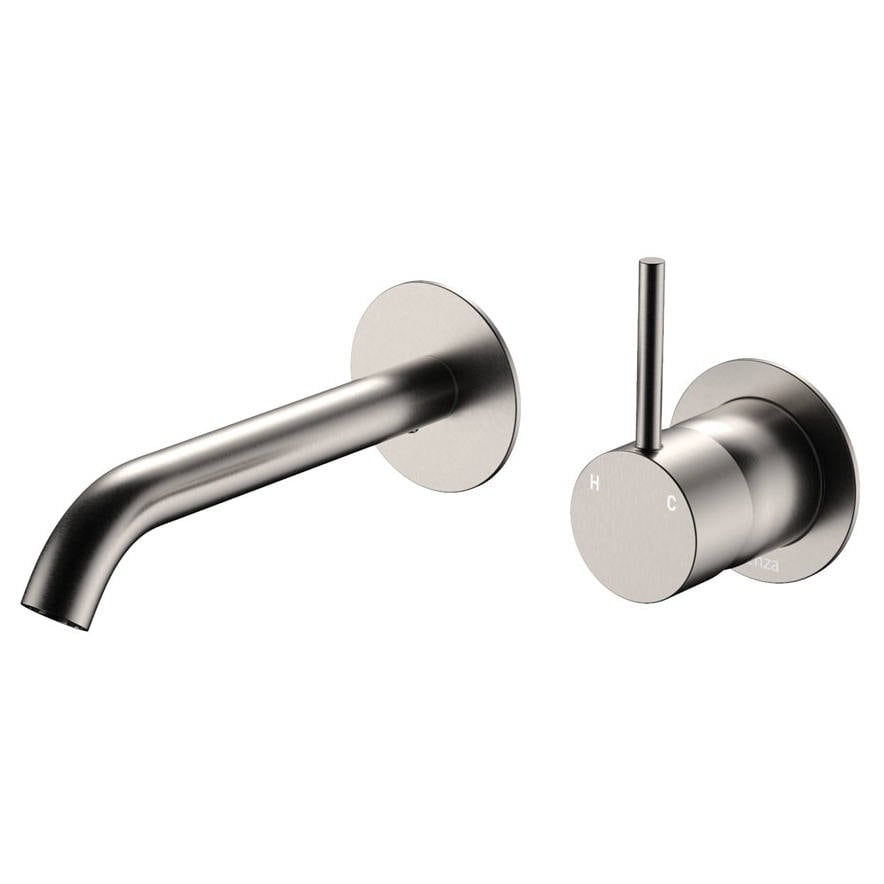 Kaya Up Wall Mixer Set, Rnd Plates, 160mm Outlet, Brushed Nickel