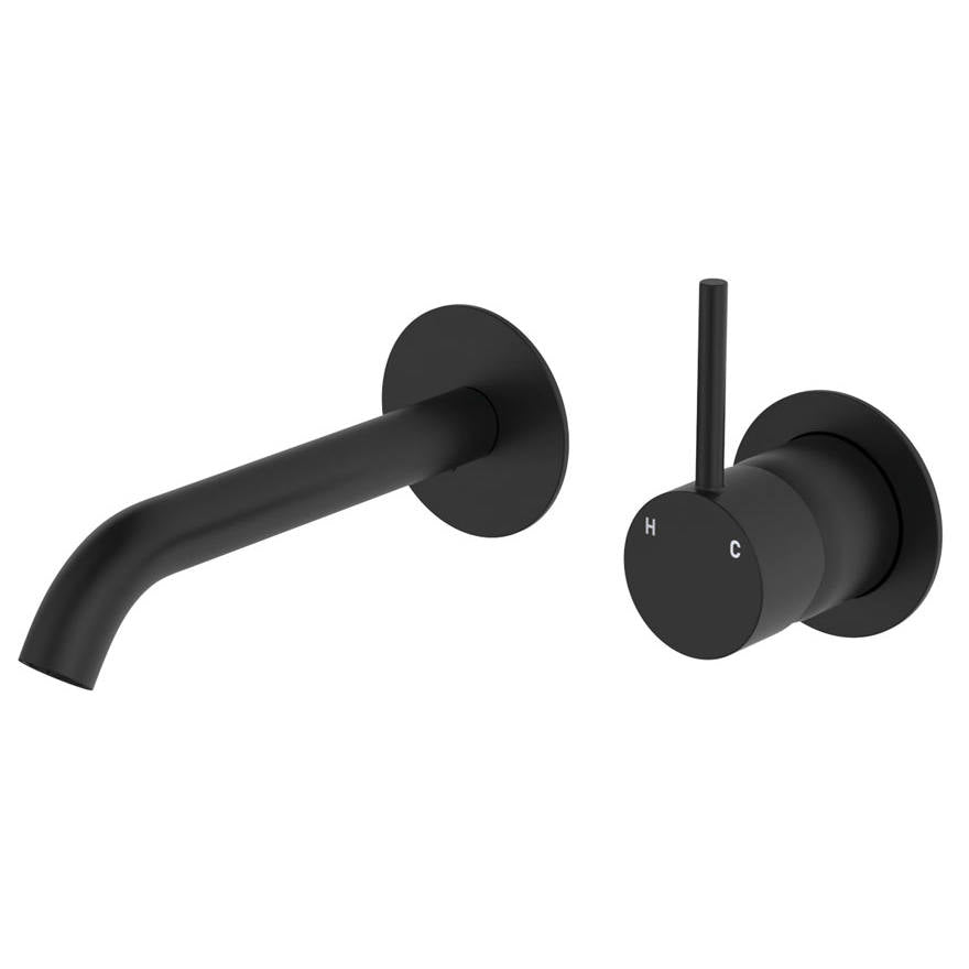 Kaya Up Wall Mixer Set, Rnd Plates, 160mm Outlet, Matte Black