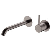 Kaya Up Wall Mixer Set, Rnd Plates, 200mm Outlet, Gun Metal