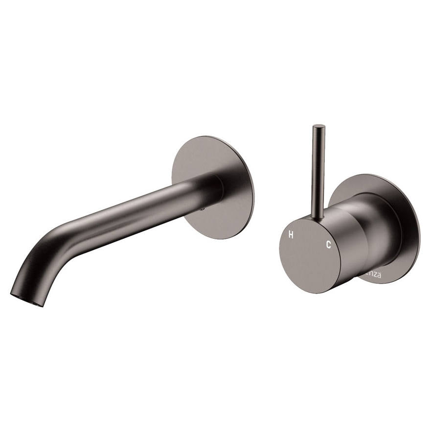 Kaya Up Wall Mixer Set, Rnd Plates, 160mm Outlet, Gun Metal