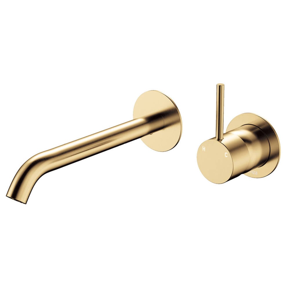 Kaya Up Wall Mixer Set, Rnd Plates, 200mm Outlet, Urban Brass
