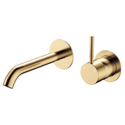 Kaya Up Wall Mixer Set, Rnd Plates, 160mm Outlet, Urban Brass