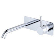 Kaya Up Wall Mixer Set, Rect Plate, 200mm Outlet, Chrome