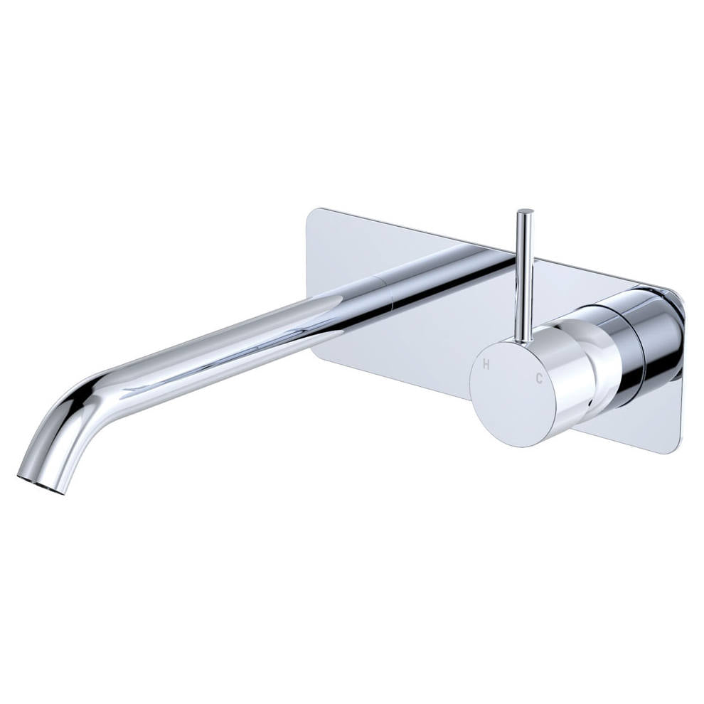 Kaya Up Wall Mixer Set, Rect Plate, 200mm Outlet, Chrome
