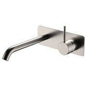 Kaya Up Wall Mixer Set, Rect Plate, 200mm Outlet, Brushed Nickel