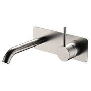 Kaya Up Wall Mixer Set, Rect Plate, 160mm Outlet, Brushed Nickel