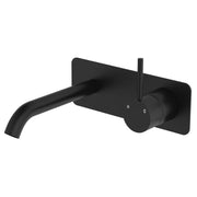 Kaya Up Wall Mixer Set, Rect Plate, 160mm Outlet, Matte Black