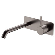 Kaya Up Wall Mixer Set, Rect Plate, 200mm Outlet, Gun Metal