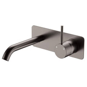 Kaya Up Wall Mixer Set, Rect Plate, 160mm Outlet, Gun Metal