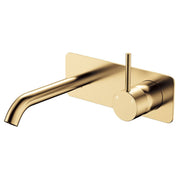 Kaya Up Wall Mixer Set, Rect Plate, 160mm Outlet, Urban Brass