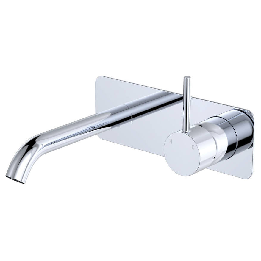 Kaya Up Wall Mixer Set, Rect Plate, 160mm Outlet, Chrome