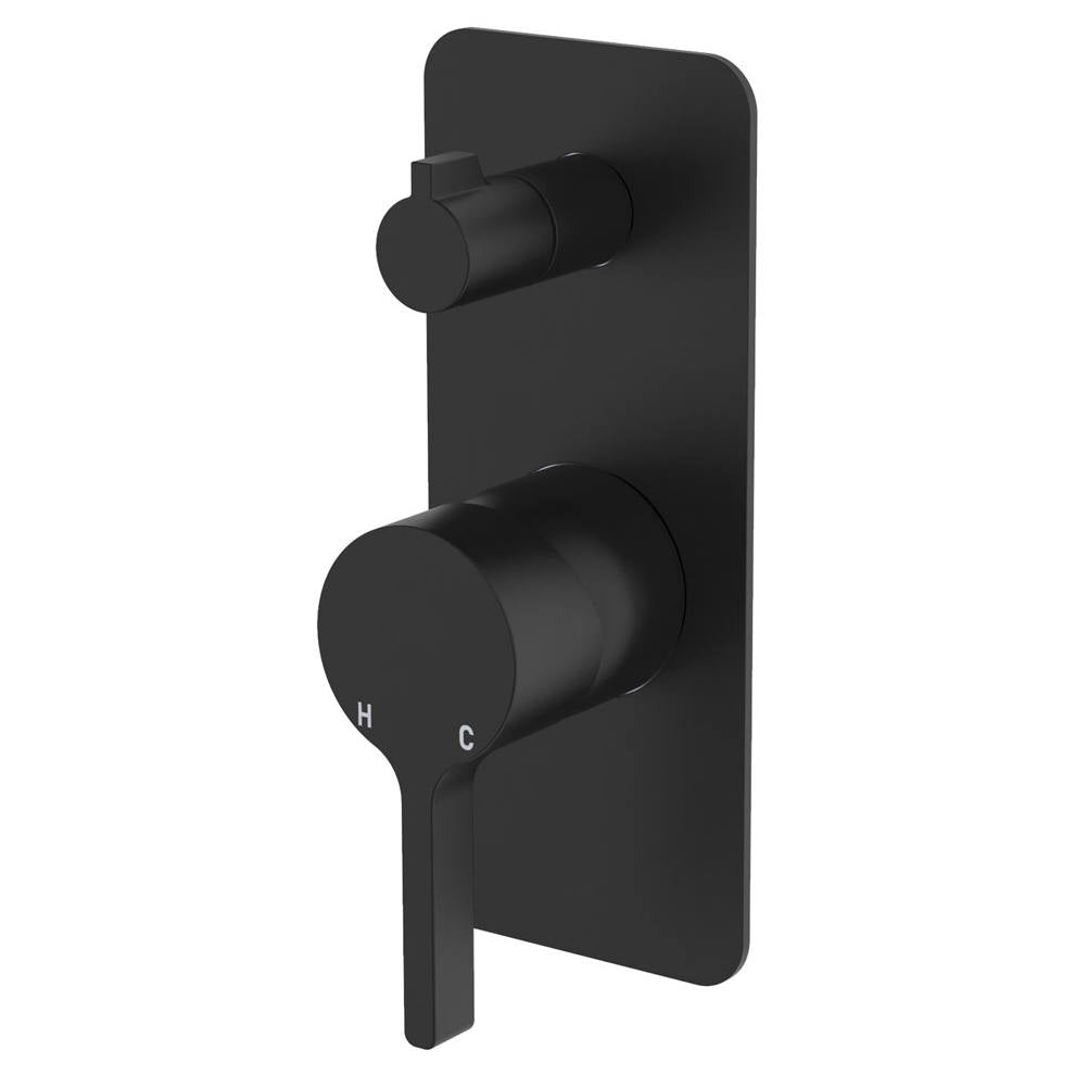 Sansa Wall Diverter Mixer, Rect Plate, Matte Black