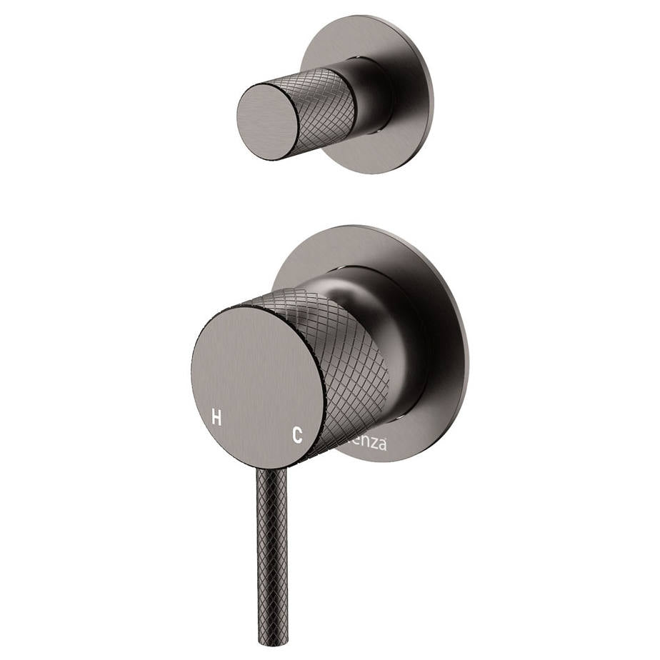 Axle Wall Diverter Mixer, Small Rnd Plates, Gun Metal