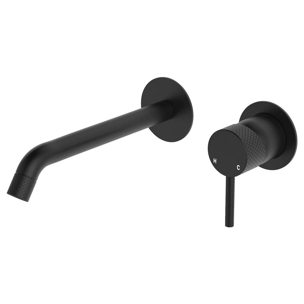 Axle Wall Mixer Set, Rnd Plates, 200mm Outlet, Matte Black
