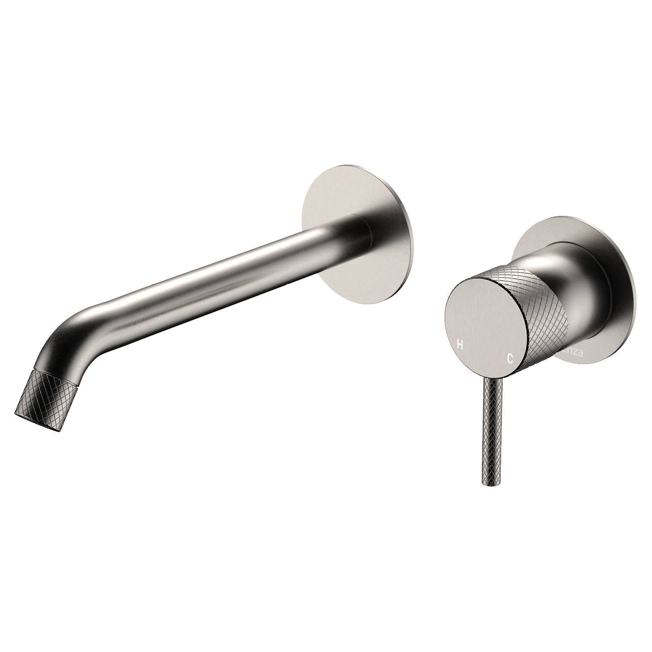 Axle Wall Mixer Set, Rnd Plates, 200mm Outlet, Brushed Nickel