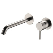 Axle Wall Mixer Set, Rnd Plates, 200mm Outlet, Brushed Nickel
