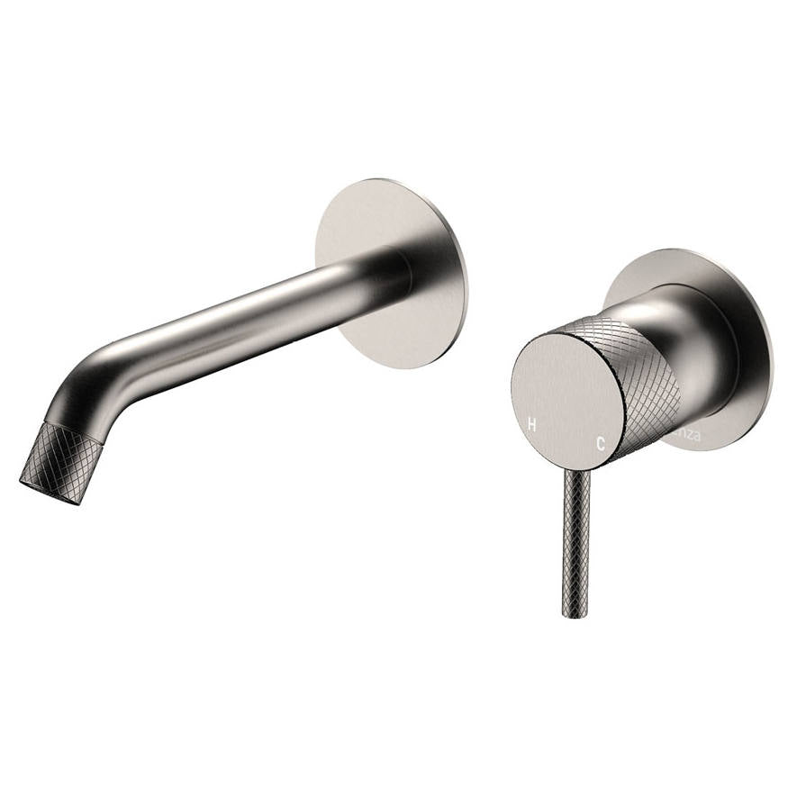 Axle Wall Mixer Set, Rnd Plates, 160mm Outlet, Brushed Nickel