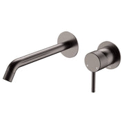 Axle Wall Mixer Set, Rnd Plates, 200mm Outlet, Gun Metal