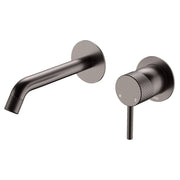 Axle Wall Mixer Set, Rnd Plates, 160mm Outlet, Gun Metal