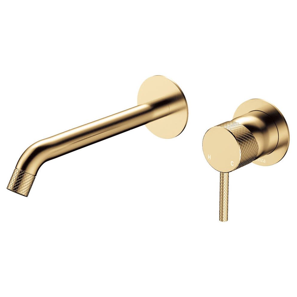 Axle Wall Mixer Set, Rnd Plates, 200mm Outlet, Urban Brass