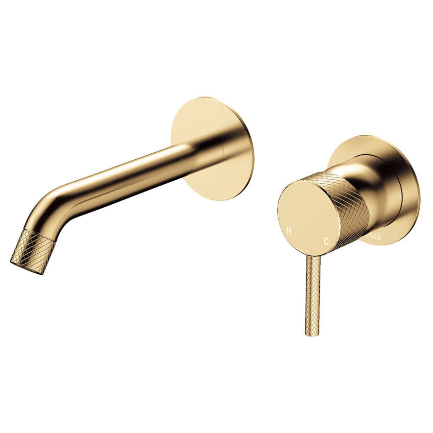 Axle Wall Mixer Set, Rnd Plates, 160mm Outlet, Urban Brass