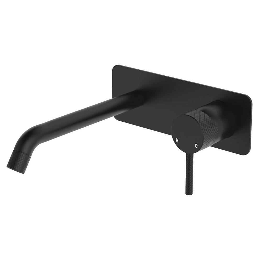 Axle Wall Mixer Set, Rect Plate, 200mm Outlet, Matte Black