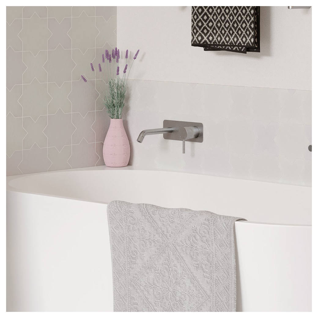 Axle Wall Mixer Set, Rect Plate, 200mm Outlet, Brushed Nickel