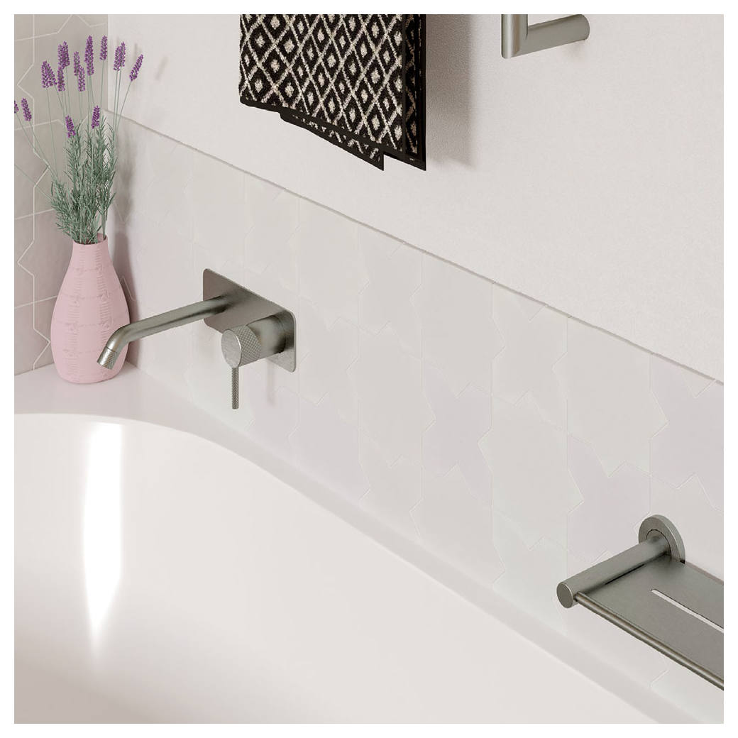 Axle Wall Mixer Set, Rect Plate, 200mm Outlet, Brushed Nickel