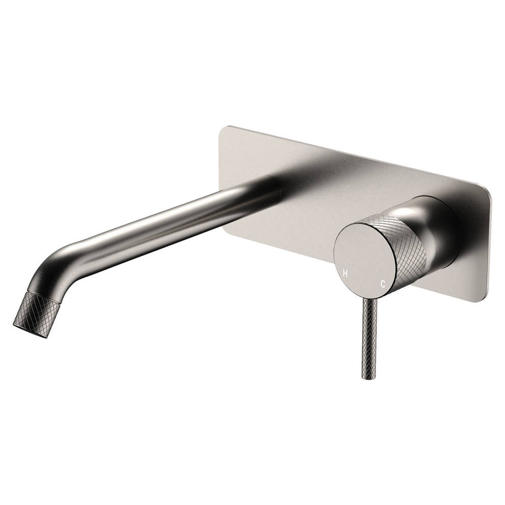 Axle Wall Mixer Set, Rect Plate, 200mm Outlet, Brushed Nickel