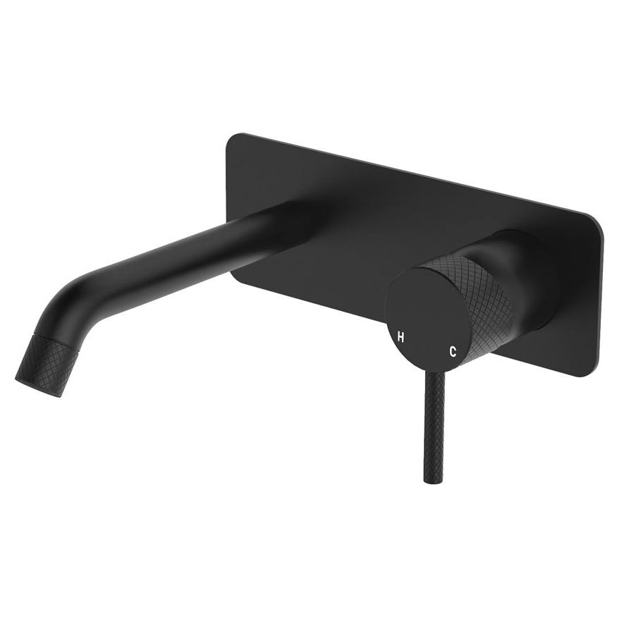 Axle Wall Mixer Set, Rect Plate, 160mm Outlet, Matte Black