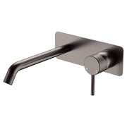 Axle Wall Mixer Set, Rect Plate, 200mm Outlet, Gun Metal