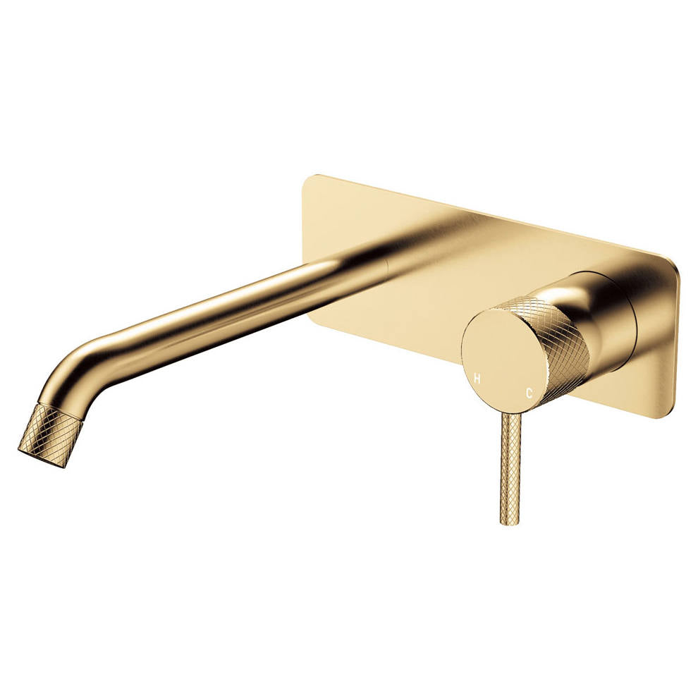 Axle Wall Mixer Set, Rect Plate, 200mm Outlet, Urban Brass